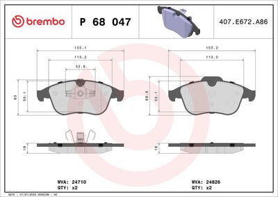 Brake Pad Set, disc brake P 68 047