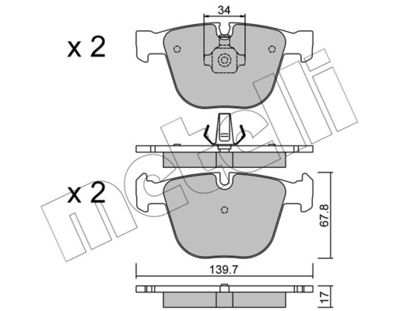 Комплект тормозных колодок, дисковый тормоз METELLI 22-0773-0 для BENTLEY AZURE
