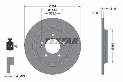 Тормозной диск TEXTAR 92293103 для HYUNDAI CRETA