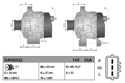 Generator DENSO DAN2032 för CATERPILLAR
