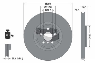 спирачен диск BENDIX Braking BDS2200LHC
