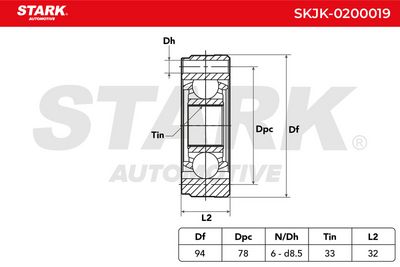 каре комплект, полуоска STARK SKJK-0200019