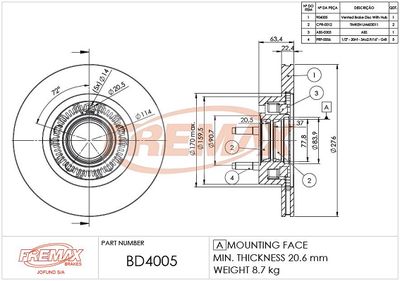 Тормозной диск FREMAX BD-4005-KT для FORD USA RANGER