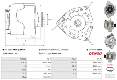 GENERATOR / ALTERNATOR AS-PL A6091DENSO 4