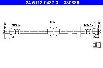 ATE 24.5112-0437.3 Тормозной шланг  для ALFA ROMEO 156 (Альфа-ромео 156)
