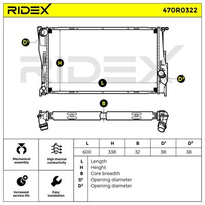 радиатор, охлаждане на двигателя RIDEX 470R0322