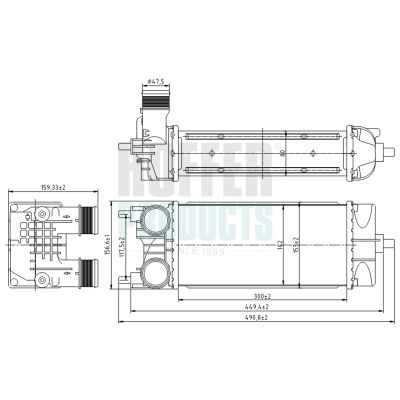 интеркулер (охладител за въздуха на турбината) HOFFER 995501