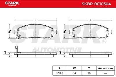 комплект спирачно феродо, дискови спирачки STARK SKBP-0010304