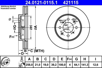 Тормозной диск ATE 24.0121-0115.1 для HONDA CITY