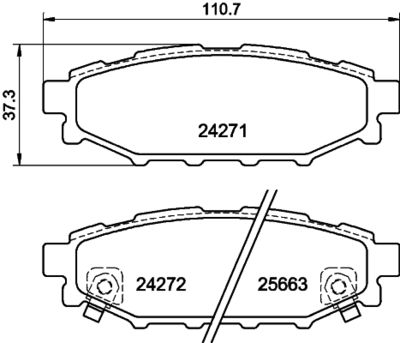 Комплект тормозных колодок, дисковый тормоз HELLA 8DB 355 012-261 для SUBARU LEGACY