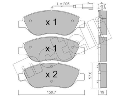 комплект спирачно феродо, дискови спирачки METELLI