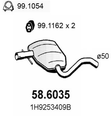 ASSO 58.6035 Глушитель выхлопных газов  для VW GOLF III Variant (1H5) 2.0