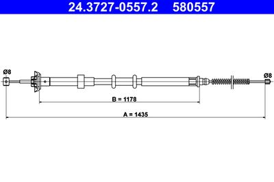 Тросик, cтояночный тормоз ATE 24.3727-0557.2 для FIAT PANDA