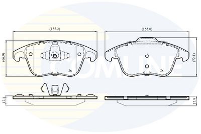 комплект спирачно феродо, дискови спирачки COMLINE CBP03304