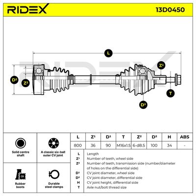 полуоска RIDEX 13D0450