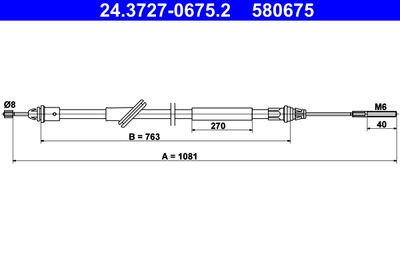 Тросик, cтояночный тормоз ATE 24.3727-0675.2 для FORD MAVERICK