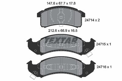 Комплект тормозных колодок, дисковый тормоз TEXTAR 2471401 для CHEVROLET LUMINA