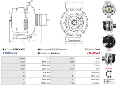 GENERATOR / ALTERNATOR AS-PL A6042DENSO 4