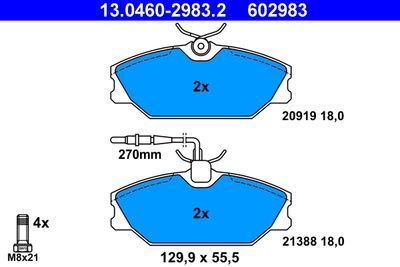 Комплект тормозных колодок, дисковый тормоз ATE 13.0460-2983.2 для RENAULT 25