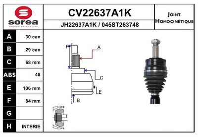 EAI CV22637A1K ШРУС  для LAND ROVER RANGE ROVER III (L322) 4.4 D 4x4