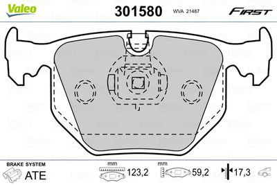 Комплект тормозных колодок, дисковый тормоз VALEO 301580 для BMW 8