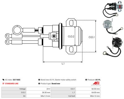 Elektromagnetický spínač, startér AS-PL SS1166S