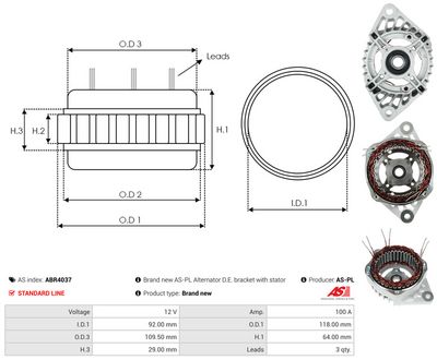Stator, generátor AS-PL ABR4037