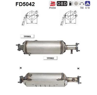 Filtr sadzy / filtr cząstek stałych, układ wydechowy AS 2899027260