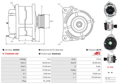 GENERATOR / ALTERNATOR AS-PL A3454S 4