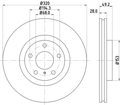 Тормозной диск HELLA 8DD 355 114-101 для INFINITI M45