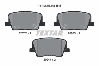 TEXTAR 2078201 Тормозные колодки и сигнализаторы  для SSANGYONG REXTON (Сан-янг Реxтон)
