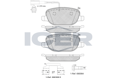 Комплект тормозных колодок, дисковый тормоз ICER 181996-203 для ALFA ROMEO 4C