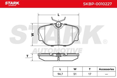 комплект спирачно феродо, дискови спирачки STARK SKBP-0010227