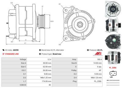 GENERATOR / ALTERNATOR AS-PL A0299 4