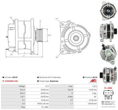 GENERATOR / ALTERNATOR AS-PL A5137 4