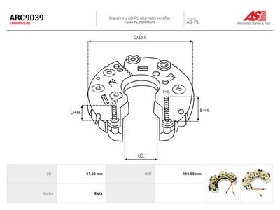 Usmerňovač alternátora AS-PL ARC9039