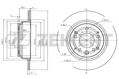 Тормозной диск ZEKKERT BS-5709 для ACURA LEGEND