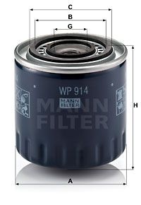 Масляный фильтр MANN-FILTER WP 914 для RENAULT SAFRANE