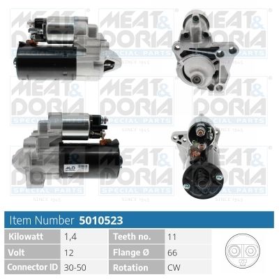 MEAT & DORIA 5010523 Стартер для RENAULT SCÉNIC III (JZ0/1_) 1.9 dCi (JZ0J, JZ1J, JZ1K, JZ1S)