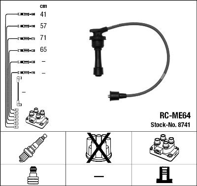 Комплект проводов зажигания NGK 8741 для MITSUBISHI ECLIPSE