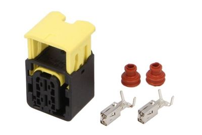 Draadstekker (aantal pinnen: 2, vorm van de stekker: rechthoekig, vrouwelijk, HDSCS Code A, spanning naar 36V, 6,3mm), zwart