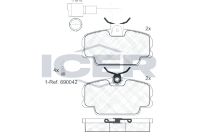 комплект спирачно феродо, дискови спирачки ICER 180419-006