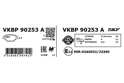 Brake Pad Set, disc brake VKBP 90253 A