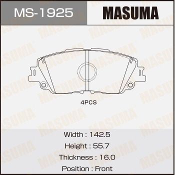 MASUMA MS-1925 Ремкомплект барабанных колодок  для LEXUS ES (Лексус Ес)
