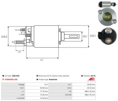Elektromagnetický spínač, startér AS-PL SS6154S