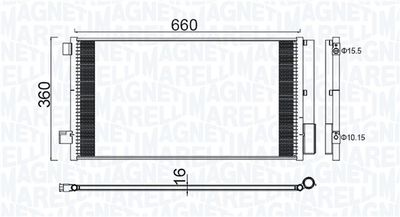 MAGNETI MARELLI 350203100400 Радиатор кондиционера  для JEEP RENEGADE (Джип Ренегаде)