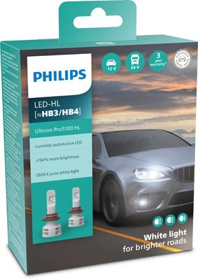 крушка с нагреваема жичка, фар за дълги светлини PHILIPS 11005U51X2