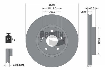 BENDIX Braking BDS2212 Тормозные диски для SSANGYONG KORANDO