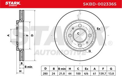 спирачен диск STARK SKBD-0023365
