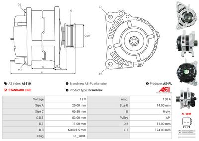 GENERATOR / ALTERNATOR AS-PL A6310 4